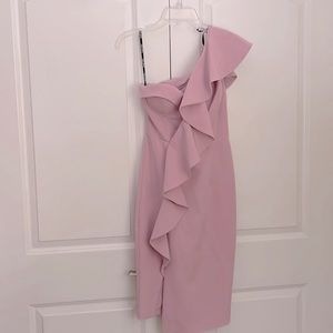 ASOS pinkish/purple corset one shoulder ruffle midi dress